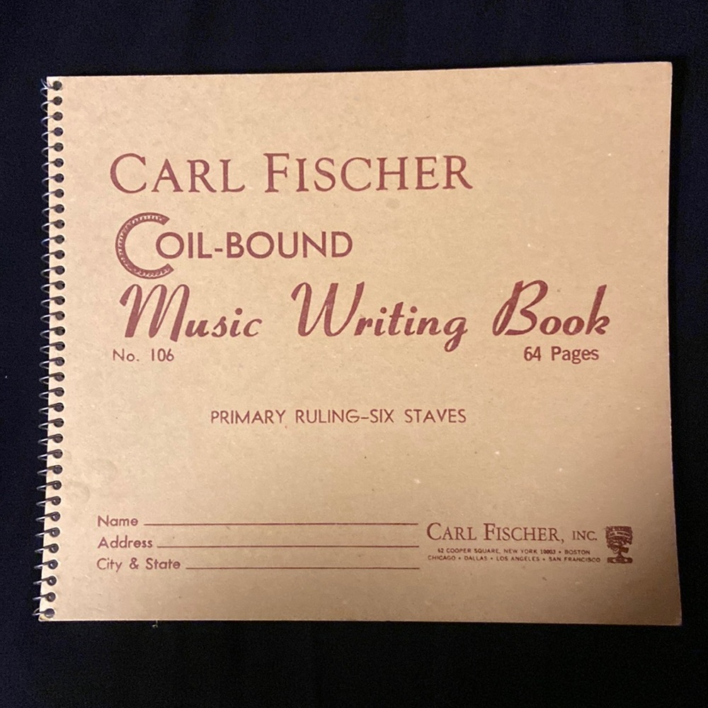 Carl Fischer Coil-Bound Music, Writing Book